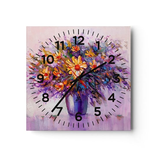 Zegar ścienny - Słodko pachnie, słodko wygląda - 30x30cm - Kwiaty W Wazonie Sztuka Bukiet Kwiatów - Kwadratowy zegar ścienny - Nowoczeny Stylowy Zegar do salonu do kuchni - Cichy i Modny zegar ARTTOR
