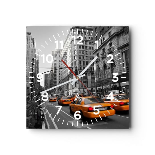Zegar ścienny - Słońca wielkiego miasta - 30x30cm - Miasto Nowy Jork Manhattan - Kwadratowy zegar ścienny - Nowoczeny Stylowy Zegar do salonu do kuchni - Cichy i Modny zegar ARTTOR