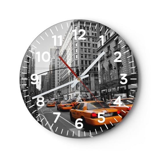 Zegar ścienny - Słońca wielkiego miasta - 30x30cm - Miasto Nowy Jork Manhattan - Okrągły zegar ścienny - Nowoczeny Stylowy Zegar do salonu do kuchni - Cichy i Modny zegar ARTTOR