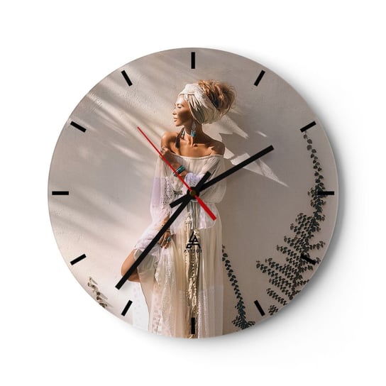Zegar ścienny - Słońce i dziewczyna - 40x40cm - Kobieta Boho Moda - Okrągły zegar ścienny - Nowoczeny Stylowy Zegar do salonu do kuchni - Cichy i Modny zegar ARTTOR