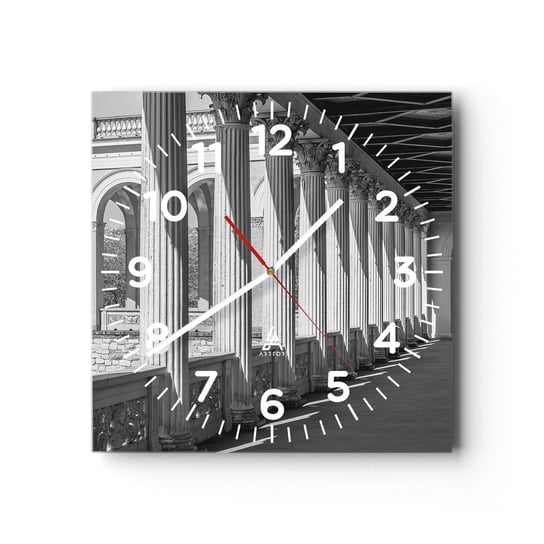 Zegar ścienny - Słoneczna arkada - 30x30cm - Kolumny Architektura Klasyczny - Kwadratowy zegar ścienny - Nowoczeny Stylowy Zegar do salonu do kuchni - Cichy i Modny zegar ARTTOR