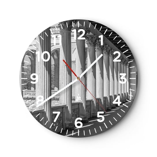 Zegar ścienny - Słoneczna arkada - 40x40cm - Kolumny Architektura Klasyczny - Okrągły zegar szklany - Nowoczeny Stylowy Zegar do salonu do kuchni - Cichy i Modny zegar ARTTOR