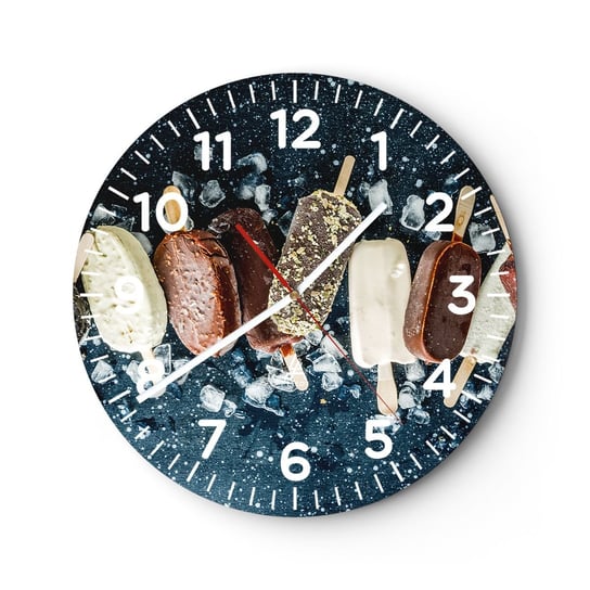Zegar ścienny - Smak gorącego lata - 30x30cm - Lody Gastronomia Jedzenie - Okrągły zegar ścienny - Nowoczeny Stylowy Zegar do salonu do kuchni - Cichy i Modny zegar ARTTOR