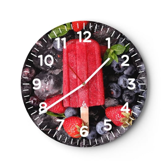 Zegar ścienny - Smak gorącego lata - 30x30cm - Lody Owoce Zdrowie - Okrągły zegar ścienny - Nowoczeny Stylowy Zegar do salonu do kuchni - Cichy i Modny zegar ARTTOR