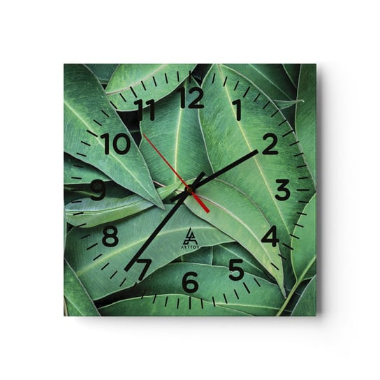 Zegar ścienny - Soczyste i świeże - 30x30cm - Liście Eukaliptus Natura - Kwadratowy zegar ścienny - Nowoczeny Stylowy Zegar do salonu do kuchni - Cichy i Modny zegar ARTTOR