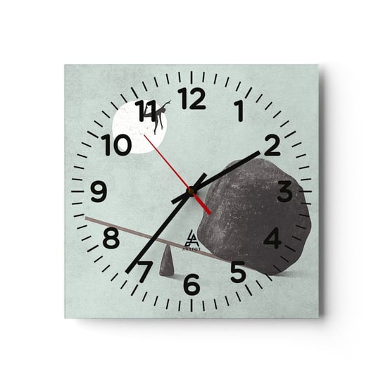 Zegar ścienny - Spełnione marzenie - 30x30cm - Abstrakcja Sztuka Człowiek - Kwadratowy zegar ścienny - Nowoczeny Stylowy Zegar do salonu do kuchni - Cichy i Modny zegar ARTTOR