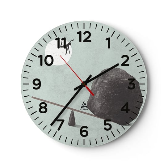Zegar ścienny - Spełnione marzenie - 30x30cm - Abstrakcja Sztuka Człowiek - Okrągły zegar ścienny - Nowoczeny Stylowy Zegar do salonu do kuchni - Cichy i Modny zegar ARTTOR