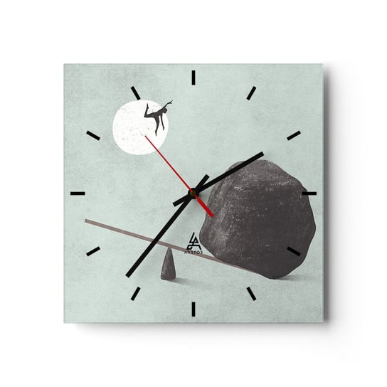Zegar ścienny - Spełnione marzenie - 40x40cm - Abstrakcja Sztuka Człowiek - Kwadratowy zegar ścienny - Nowoczeny Stylowy Zegar do salonu do kuchni - Cichy i Modny zegar ARTTOR