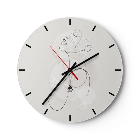 Zegar ścienny - Spirala piękna - 30x30cm - Grafika Kobieta Sztuka - Okrągły zegar na szkle - Nowoczeny Stylowy Zegar do salonu do kuchni - Cichy i Modny zegar ARTTOR