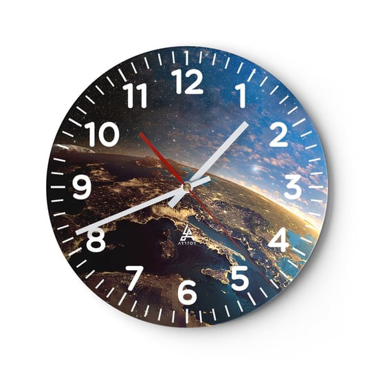 Zegar ścienny - Spójrzmy na siebie z dystansu - 30x30cm - Kosmos Planet Ziemia Kula Ziemska - Okrągły zegar ścienny - Nowoczeny Stylowy Zegar do salonu do kuchni - Cichy i Modny zegar ARTTOR