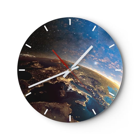 Zegar ścienny - Spójrzmy na siebie z dystansu - 40x40cm - Kosmos Planet Ziemia Kula Ziemska - Okrągły zegar ścienny - Nowoczeny Stylowy Zegar do salonu do kuchni - Cichy i Modny zegar ARTTOR