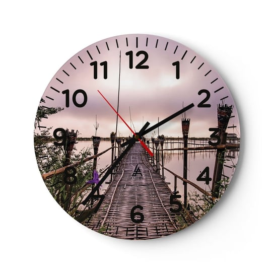 Zegar ścienny - Spokój i cisza Azji - 30x30cm - Krajobraz Rzeka Bambus - Okrągły zegar ścienny - Nowoczeny Stylowy Zegar do salonu do kuchni - Cichy i Modny zegar ARTTOR