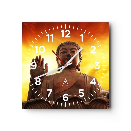 Zegar ścienny - Spokój świata - 30x30cm - Budda Religia Sztuka - Kwadratowy zegar ścienny - Nowoczeny Stylowy Zegar do salonu do kuchni - Cichy i Modny zegar ARTTOR