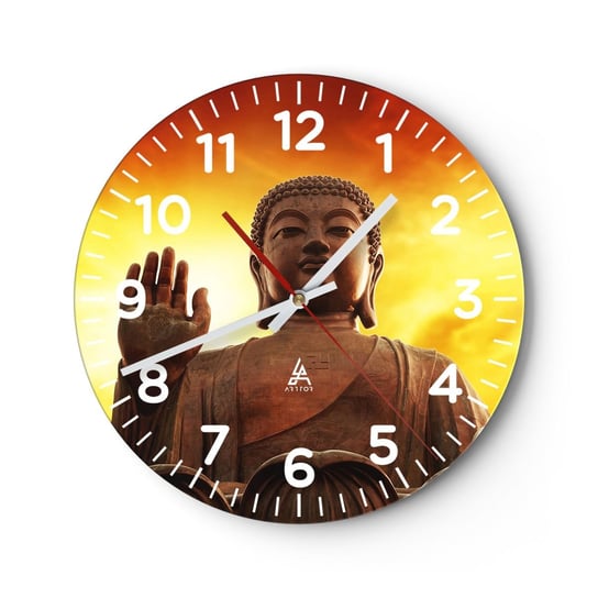 Zegar ścienny - Spokój świata - 30x30cm - Budda Religia Sztuka - Okrągły zegar ścienny - Nowoczeny Stylowy Zegar do salonu do kuchni - Cichy i Modny zegar ARTTOR