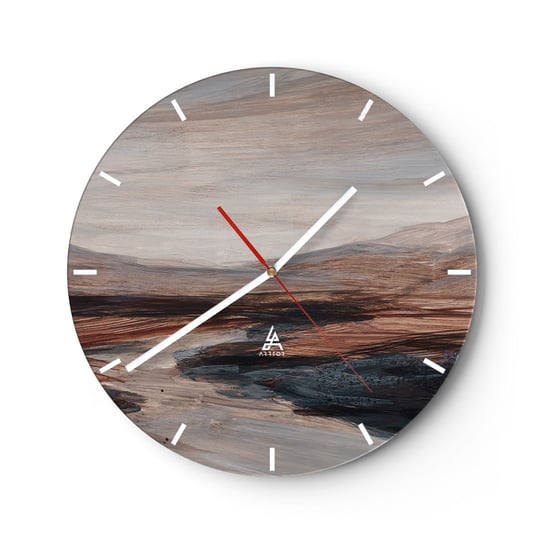Zegar ścienny -  Spokojna dolina - 30x30cm - Pejzaż Krajobraz Sztuka - Okrągły zegar na szkle - Nowoczeny Stylowy Zegar do salonu do kuchni - Cichy i Modny zegar ARTTOR