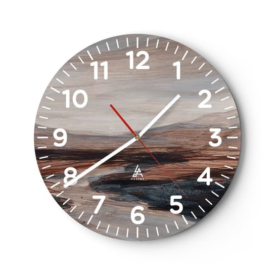 Zegar ścienny -  Spokojna dolina - 30x30cm - Pejzaż Krajobraz Sztuka - Okrągły zegar ścienny - Nowoczeny Stylowy Zegar do salonu do kuchni - Cichy i Modny zegar ARTTOR