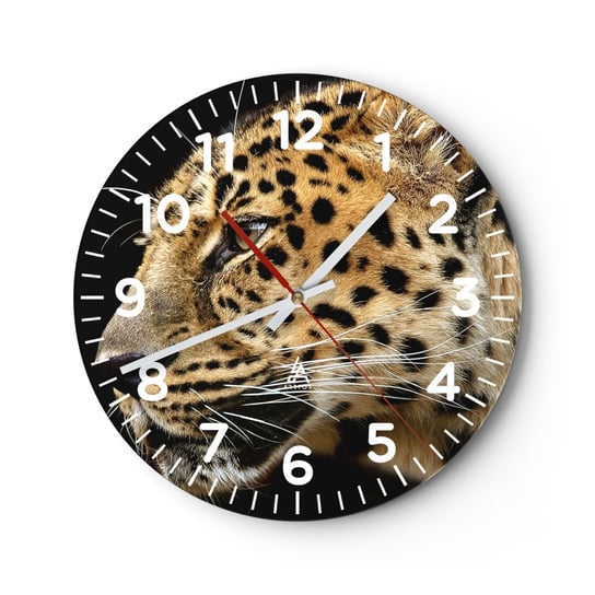 Zegar ścienny - Spokojny, skupiony, gotowy - 40x40cm - Zwierzęta Lampart Afryka - Okrągły zegar szklany - Nowoczeny Stylowy Zegar do salonu do kuchni - Cichy i Modny zegar ARTTOR