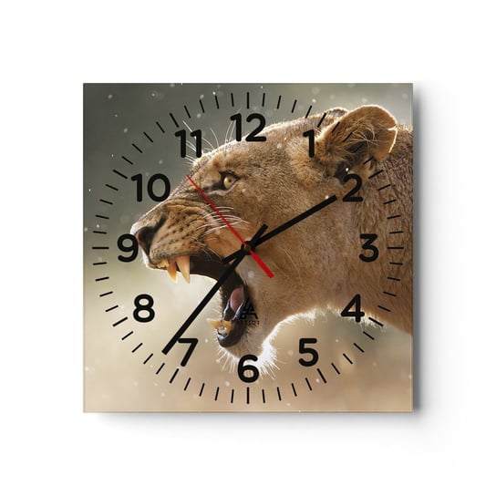 Zegar ścienny - Spróbuj nie posłuchać - 30x30cm - Zwierzęta Lew Afryka - Kwadratowy zegar ścienny - Nowoczeny Stylowy Zegar do salonu do kuchni - Cichy i Modny zegar ARTTOR