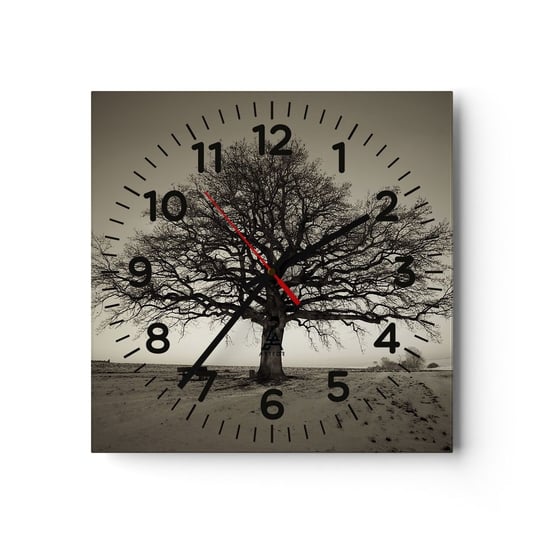 Zegar ścienny - Stąd do wieczności - 30x30cm - Krajobraz Drzewo Natura - Kwadratowy zegar ścienny - Nowoczeny Stylowy Zegar do salonu do kuchni - Cichy i Modny zegar ARTTOR