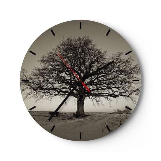 Zegar ścienny - Stąd do wieczności - 30x30cm - Krajobraz Drzewo Natura - Okrągły zegar na szkle - Nowoczeny Stylowy Zegar do salonu do kuchni - Cichy i Modny zegar ARTTOR