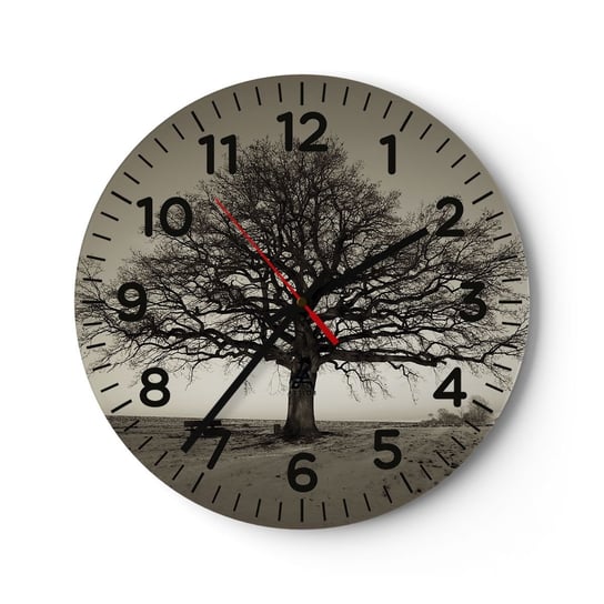 Zegar ścienny - Stąd do wieczności - 40x40cm - Krajobraz Drzewo Natura - Okrągły zegar szklany - Nowoczeny Stylowy Zegar do salonu do kuchni - Cichy i Modny zegar ARTTOR