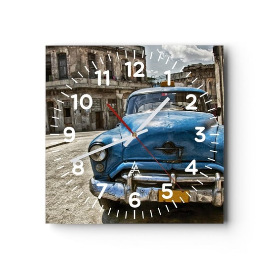 Zegar ścienny - Stare jest piękne - 30x30cm - Motoryzacja Samochód Taxi - Kwadratowy zegar ścienny - Nowoczeny Stylowy Zegar do salonu do kuchni - Cichy i Modny zegar ARTTOR