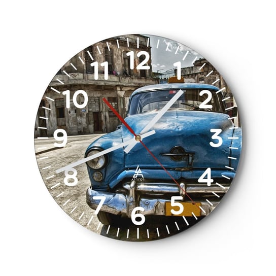 Zegar ścienny - Stare jest piękne - 40x40cm - Motoryzacja Samochód Taxi - Okrągły zegar szklany - Nowoczeny Stylowy Zegar do salonu do kuchni - Cichy i Modny zegar ARTTOR