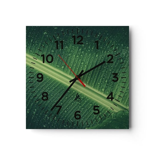 Zegar ścienny - Struktura zieleni - 30x30cm - Zielony Liść Roślina Tropikalna Sztuka - Kwadratowy zegar ścienny - Nowoczeny Stylowy Zegar do salonu do kuchni - Cichy i Modny zegar ARTTOR
