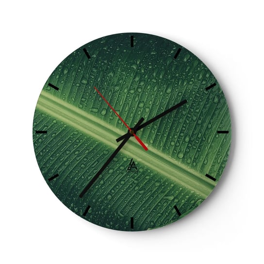 Zegar ścienny - Struktura zieleni - 30x30cm - Zielony Liść Roślina Tropikalna Sztuka - Okrągły zegar na szkle - Nowoczeny Stylowy Zegar do salonu do kuchni - Cichy i Modny zegar ARTTOR