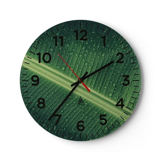 Zegar ścienny - Struktura zieleni - 30x30cm - Zielony Liść Roślina Tropikalna Sztuka - Okrągły zegar ścienny - Nowoczeny Stylowy Zegar do salonu do kuchni - Cichy i Modny zegar ARTTOR