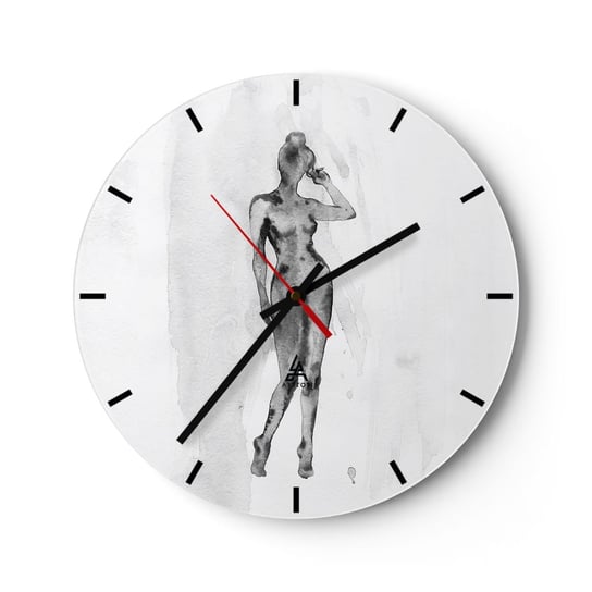 Zegar ścienny - Studium ideału kobiecości - 30x30cm - Kobieta Kobiece Ciało Grafika - Okrągły zegar na szkle - Nowoczeny Stylowy Zegar do salonu do kuchni - Cichy i Modny zegar ARTTOR