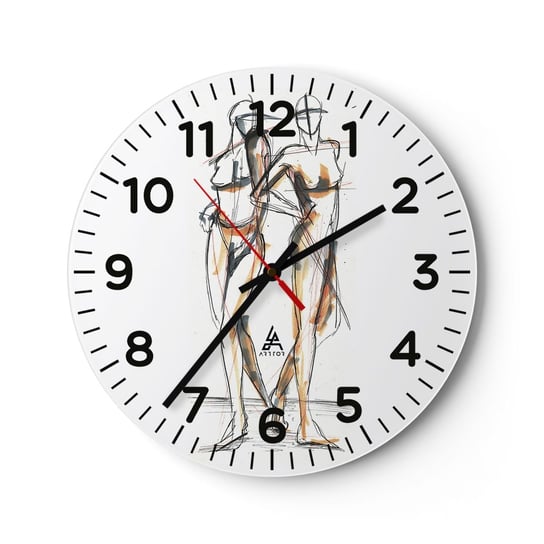 Zegar ścienny - Studium wdzięku - 30x30cm - Grafika Moda Sztuka Nowoczesna - Okrągły zegar ścienny - Nowoczeny Stylowy Zegar do salonu do kuchni - Cichy i Modny zegar ARTTOR
