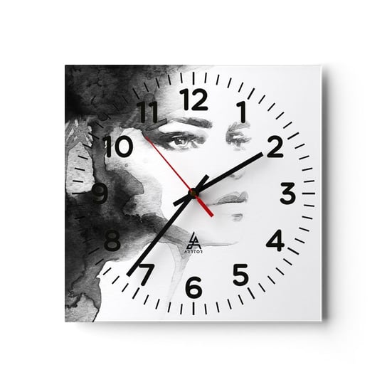 Zegar ścienny - Stworzona z tajemnicy i mgły - 30x30cm - Fantasy Kobieta Twarz Kobiety - Kwadratowy zegar ścienny - Nowoczeny Stylowy Zegar do salonu do kuchni - Cichy i Modny zegar ARTTOR