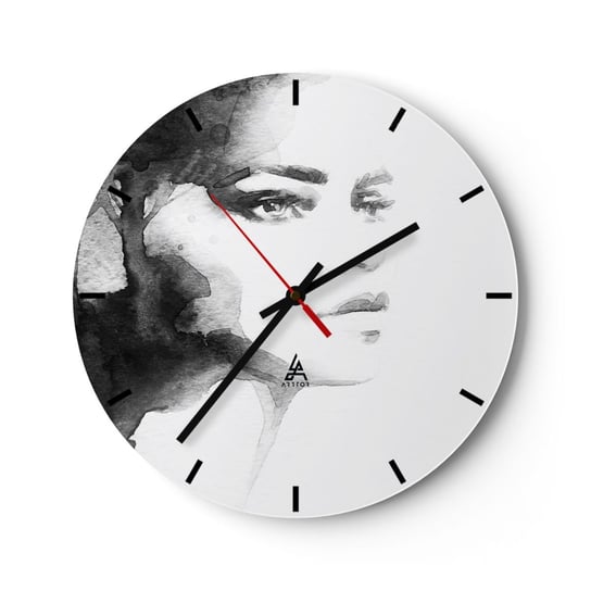 Zegar ścienny - Stworzona z tajemnicy i mgły - 30x30cm - Fantasy Kobieta Twarz Kobiety - Okrągły zegar na szkle - Nowoczeny Stylowy Zegar do salonu do kuchni - Cichy i Modny zegar ARTTOR