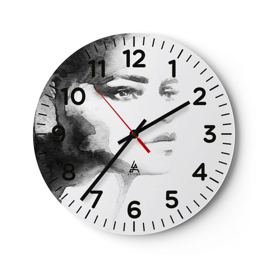 Zegar ścienny - Stworzona z tajemnicy i mgły - 40x40cm - Fantasy Kobieta Twarz Kobiety - Okrągły zegar szklany - Nowoczeny Stylowy Zegar do salonu do kuchni - Cichy i Modny zegar ARTTOR