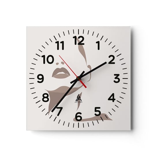 Zegar ścienny - Stworzona ze światła i cienia - 30x30cm - Twarz Kobiety Kobieta Sztuka - Kwadratowy zegar ścienny - Nowoczeny Stylowy Zegar do salonu do kuchni - Cichy i Modny zegar ARTTOR
