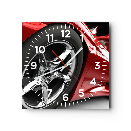 Zegar ścienny - Stworzony do szybkości - 30x30cm - Motoryzacja Samochód Sportowy Felga - Kwadratowy zegar ścienny - Nowoczeny Stylowy Zegar do salonu do kuchni - Cichy i Modny zegar ARTTOR