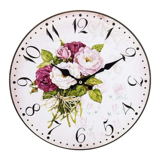 Zegar ścienny styl kwiatowy vintage średnica: 34cm Art-Pol