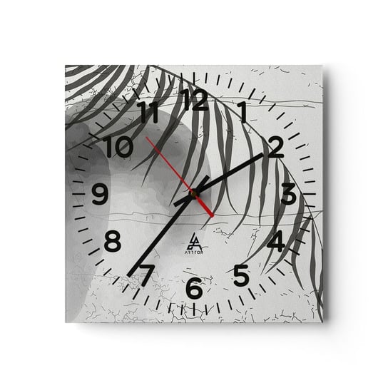 Zegar ścienny - Subtelna egzotyka natury - 30x30cm - Minimalizm Botaniczny Liść - Kwadratowy zegar ścienny - Nowoczeny Stylowy Zegar do salonu do kuchni - Cichy i Modny zegar ARTTOR