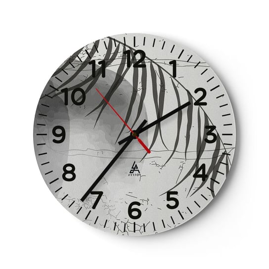Zegar ścienny - Subtelna egzotyka natury - 30x30cm - Minimalizm Botaniczny Liść - Okrągły zegar ścienny - Nowoczeny Stylowy Zegar do salonu do kuchni - Cichy i Modny zegar ARTTOR