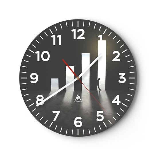 Zegar ścienny - Sukces – impresja - 30x30cm - Biznes Architektura Człowiek - Okrągły zegar ścienny - Nowoczeny Stylowy Zegar do salonu do kuchni - Cichy i Modny zegar ARTTOR