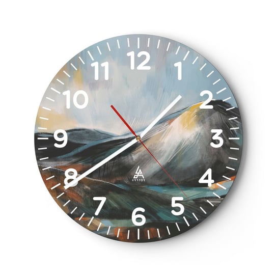 Zegar ścienny - Surowe i piękne - 30x30cm - Sztuka Góry Krajobraz - Okrągły zegar ścienny - Nowoczeny Stylowy Zegar do salonu do kuchni - Cichy i Modny zegar ARTTOR