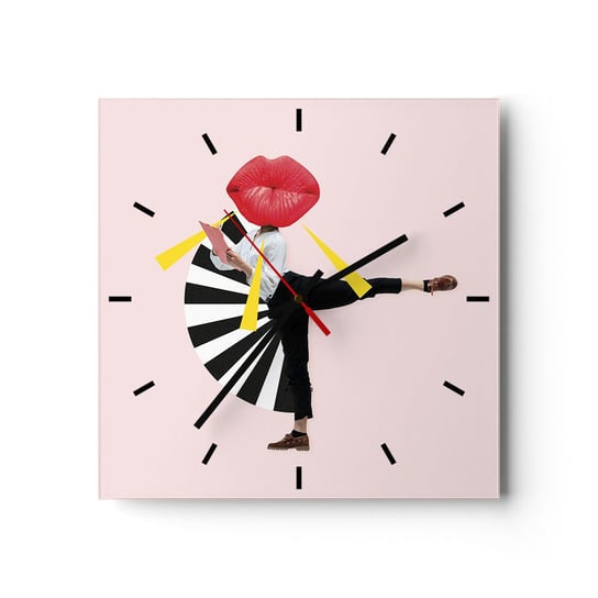 Zegar ścienny - Surrealistyczny pop-art - 30x30cm - Abstrakcja Kobieta Grafika - Kwadratowy zegar na szkle - Nowoczeny Stylowy Zegar do salonu do kuchni - Cichy i Modny zegar ARTTOR