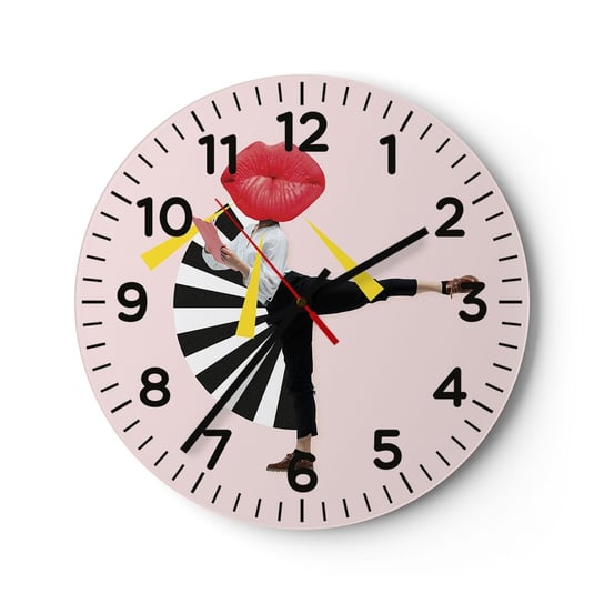 Zegar ścienny - Surrealistyczny pop-art - 30x30cm - Abstrakcja Kobieta Grafika - Okrągły zegar ścienny - Nowoczeny Stylowy Zegar do salonu do kuchni - Cichy i Modny zegar ARTTOR