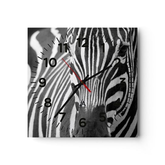 Zegar ścienny - Świat jest czarno-biały - 30x30cm - Zwierzęta Zebra Czarno-Biały - Kwadratowy zegar ścienny - Nowoczeny Stylowy Zegar do salonu do kuchni - Cichy i Modny zegar ARTTOR