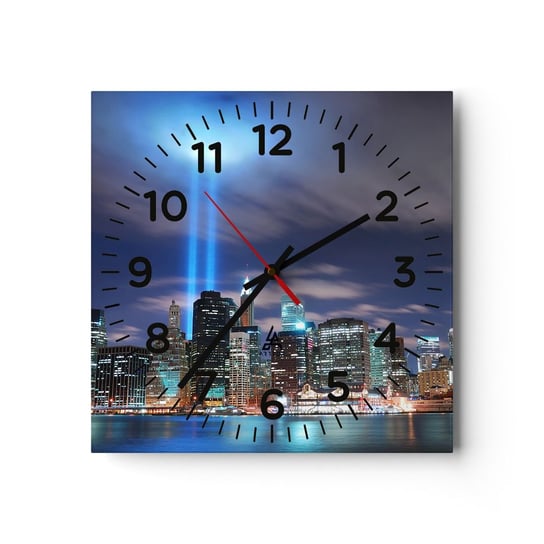 Zegar ścienny - Światłem dosięgnąć nieba - 30x30cm - Miasto Nowy York Architektura - Kwadratowy zegar ścienny - Nowoczeny Stylowy Zegar do salonu do kuchni - Cichy i Modny zegar ARTTOR