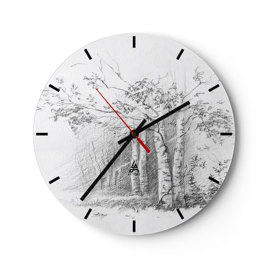 Zegar ścienny - Światło brzozowego lasu - 30x30cm - Las Brzoza Drzewa - Okrągły zegar na szkle - Nowoczeny Stylowy Zegar do salonu do kuchni - Cichy i Modny zegar ARTTOR