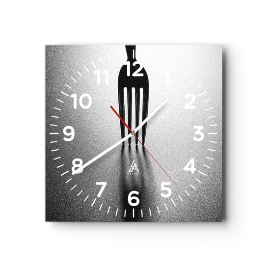 Zegar ścienny - Światło i cień - 30x30cm - Widelec Sztućce Kuchnia - Kwadratowy zegar ścienny - Nowoczeny Stylowy Zegar do salonu do kuchni - Cichy i Modny zegar ARTTOR