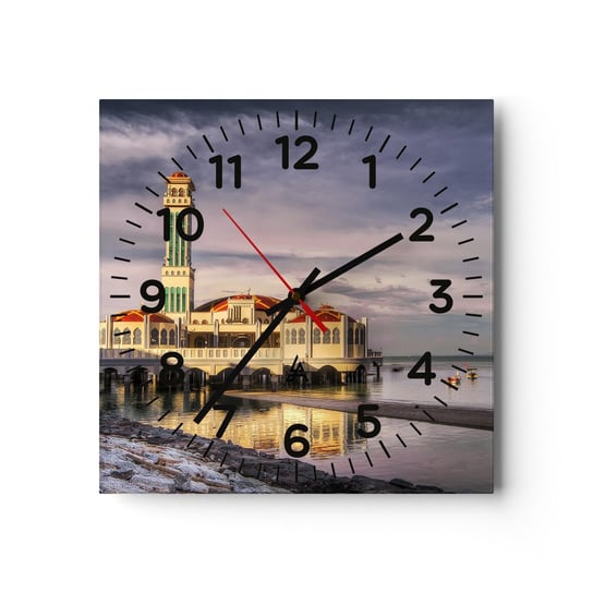 Zegar ścienny - Swiątynia natury - 30x30cm - Architektura Malezja Krajobraz - Kwadratowy zegar ścienny - Nowoczeny Stylowy Zegar do salonu do kuchni - Cichy i Modny zegar ARTTOR
