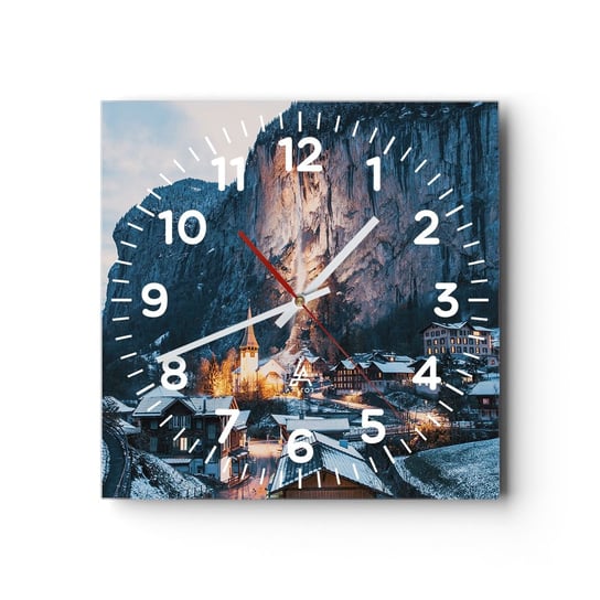Zegar ścienny - Świetlisty duch zimy - 30x30cm - Krajobraz Szwajcaria Alpy - Kwadratowy zegar ścienny - Nowoczeny Stylowy Zegar do salonu do kuchni - Cichy i Modny zegar ARTTOR